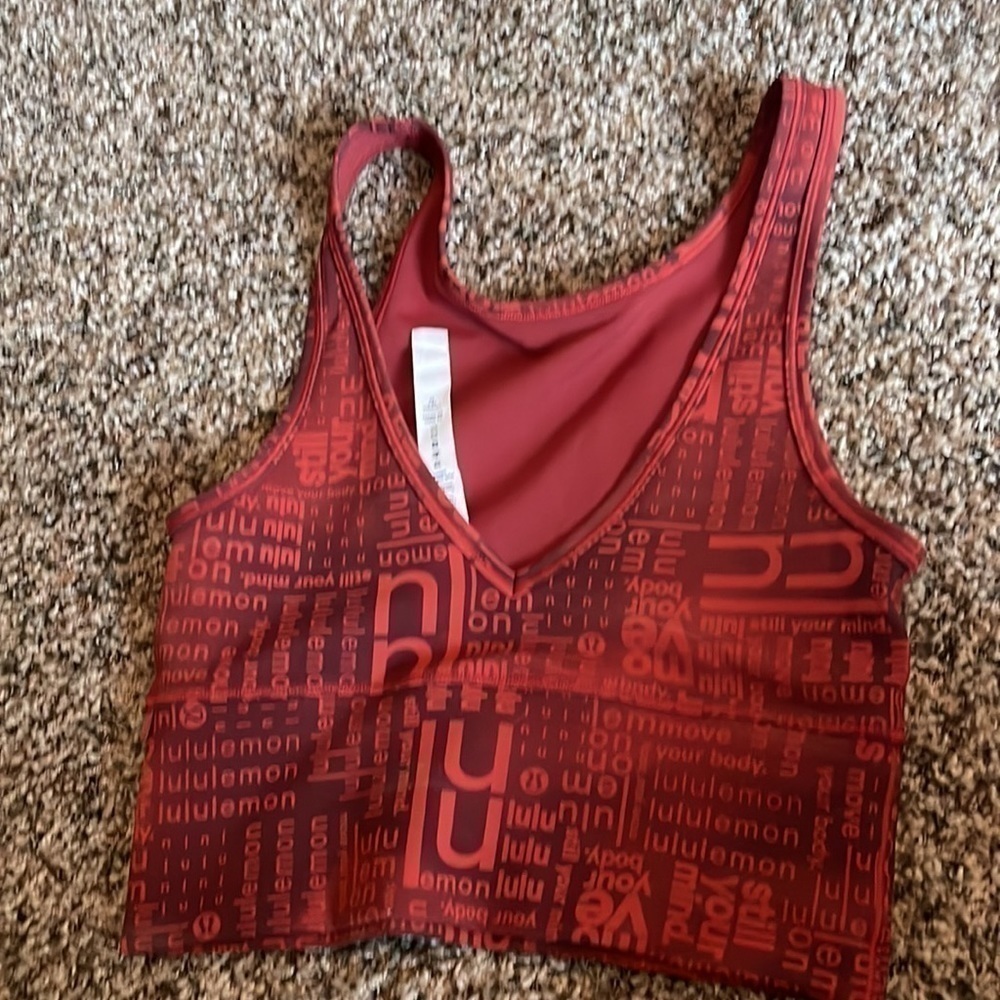 Lululemon Power Pivot Everlux Crop Tank Motif Orange Size 4 - Picture 4 of 6